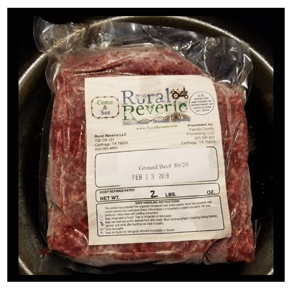 Grain-Fed Ground Beef ~80/20 - 1 Lb Packages - $10.00/Lb
